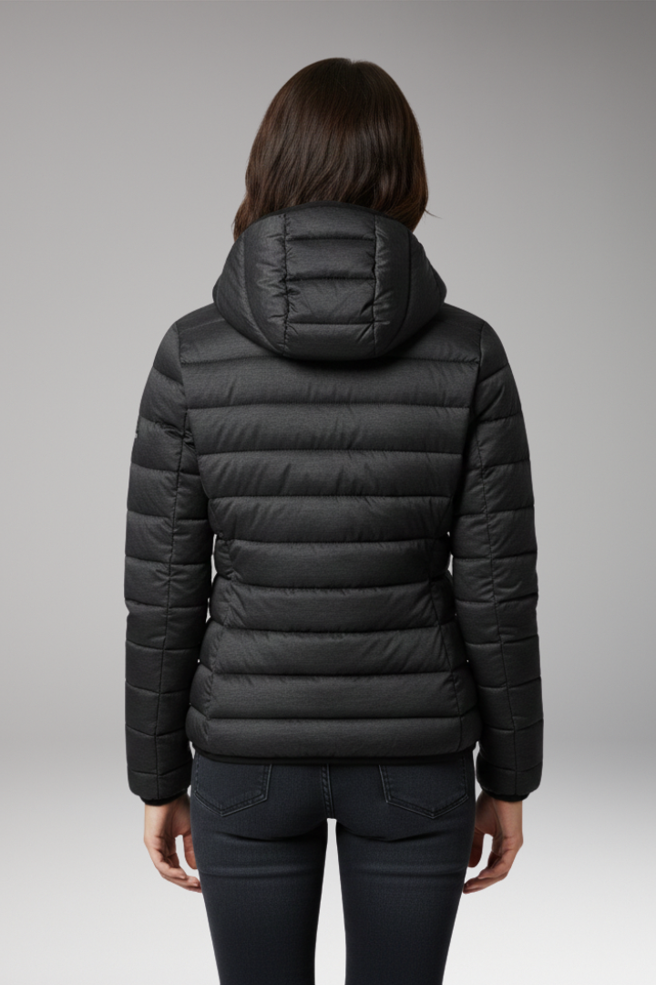 Hooded Puffer Jacket for Women - Textured Lightweight Warmth Coat