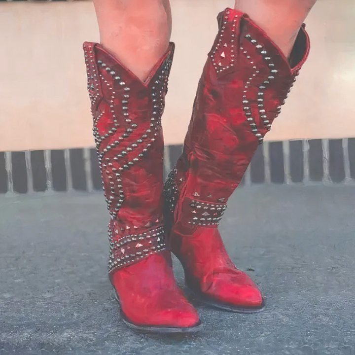 Western Knee-High Boots for Women - Red