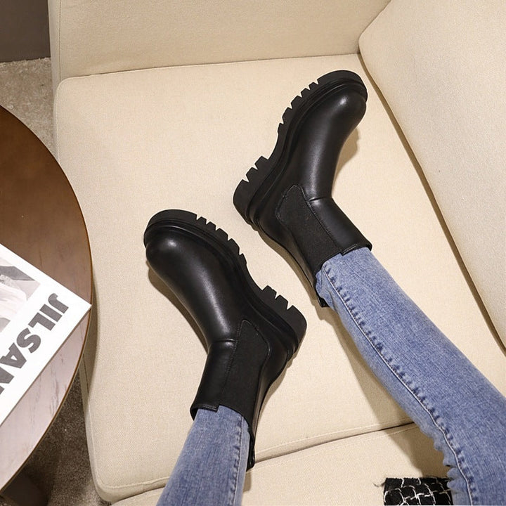 Chunky Platform High Ankle Chelsea Boots for Women - side view