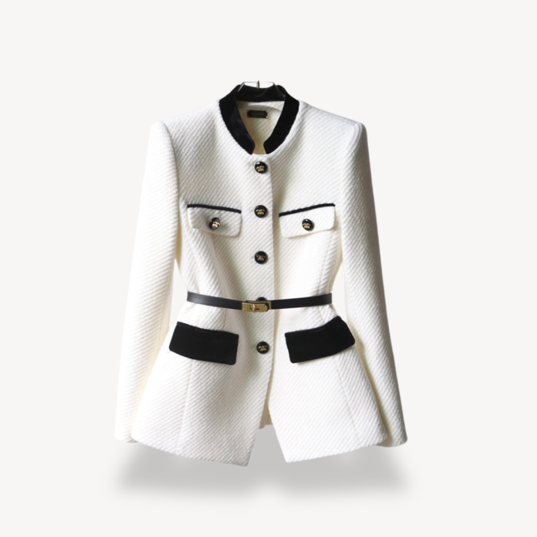 Belted tweed peplum blazer for women - view 4