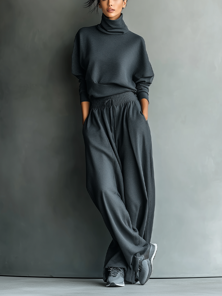 Women's  Set with High Neck and Wide Leg Pants