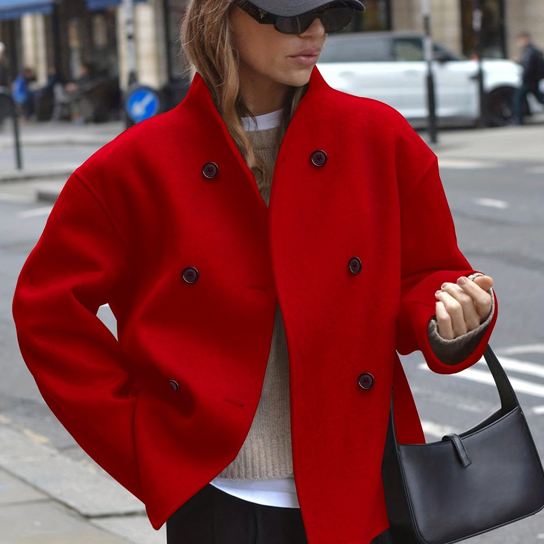 Wool Pea Coat for Women - Oversized Double Breasted Winter Coat