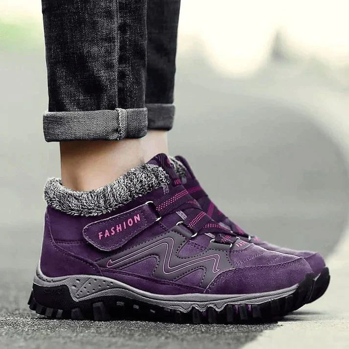 Leather Ankle Boots for Women - Purple