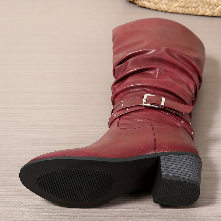 Ragnhild | Women's Knee High Slouch Boots with Buckle
