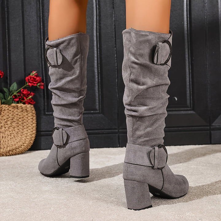 Hedvig | Women's Knee High Slouchy Block Heel Boots