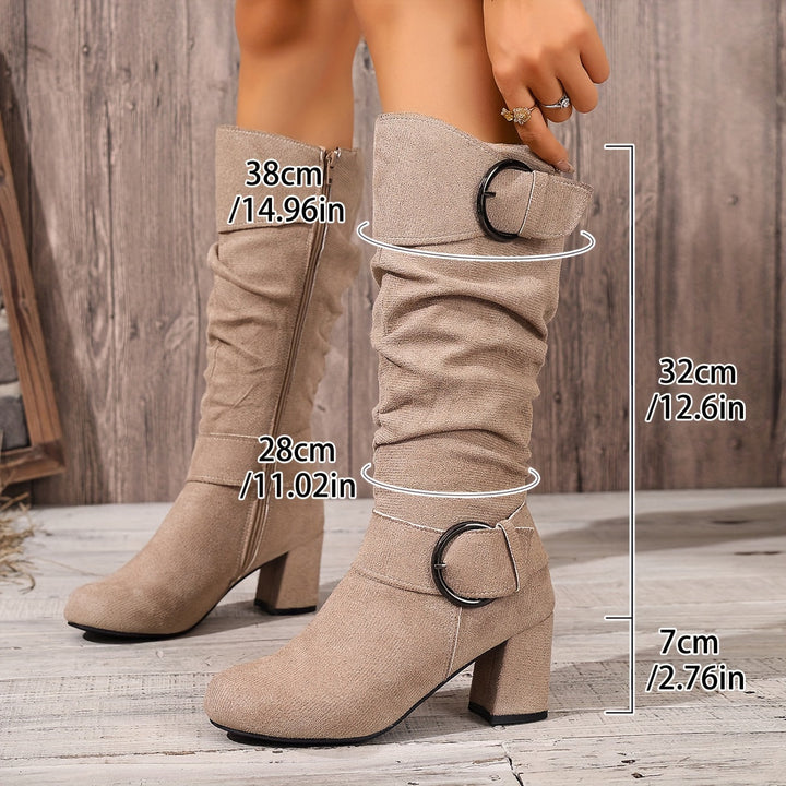 Hedvig | Women's Knee High Slouchy Block Heel Boots