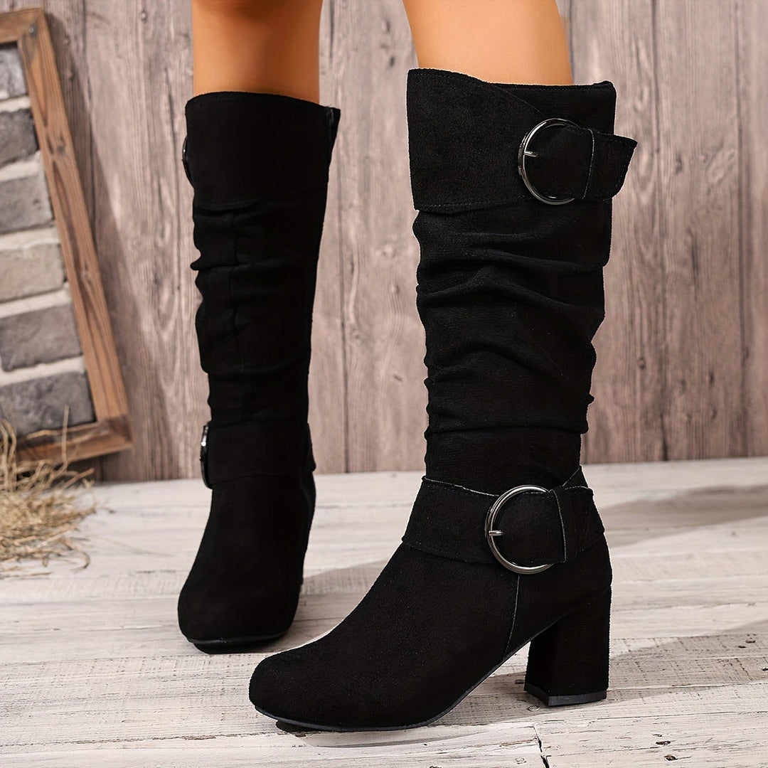 Hedvig | Women's Knee High Slouchy Block Heel Boots