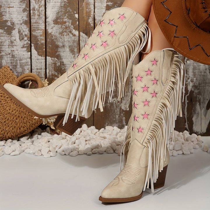 Beverley | Women's Wide Calf Western Fringe Cowboy Boots