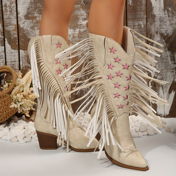 Beverley | Women's Wide Calf Western Fringe Cowboy Boots