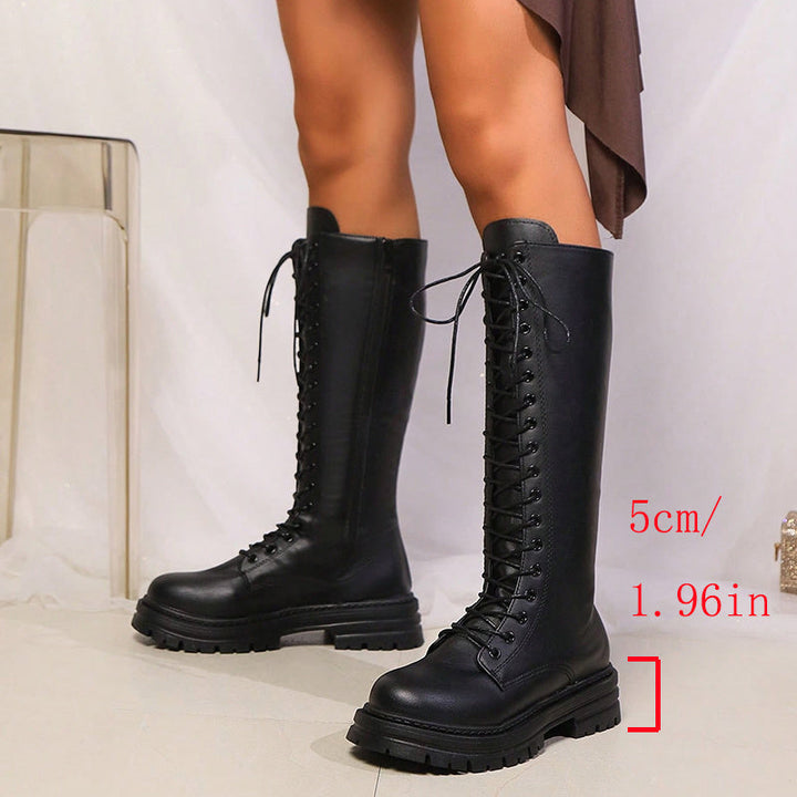 Ianthe | Women's Knee High Lace-Up Platform Boots