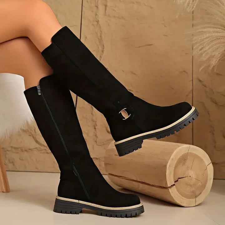 Bertine | Women's Knee High Boots with Buckle Detail