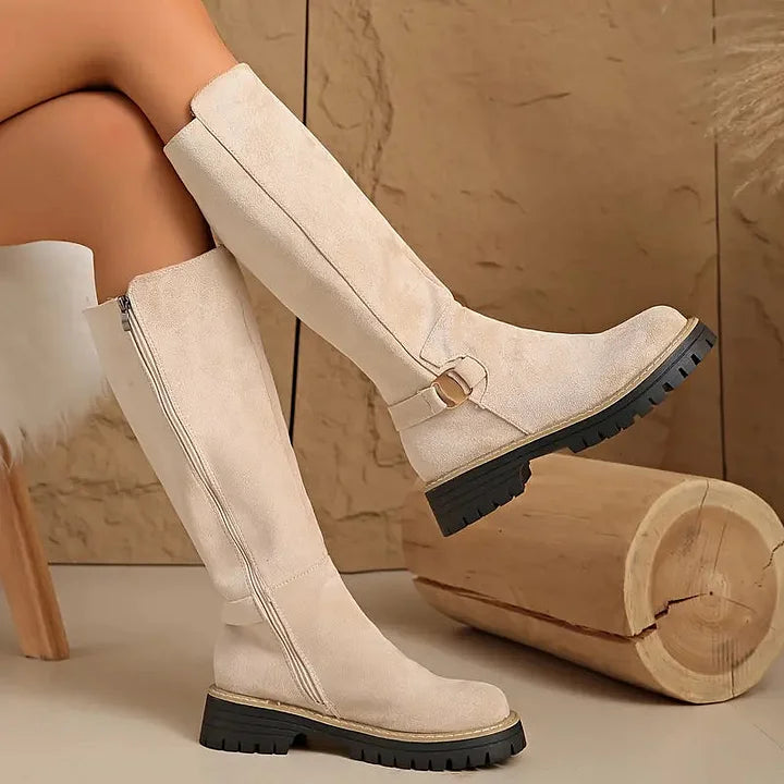 Bertine | Women's Knee High Boots with Buckle Detail