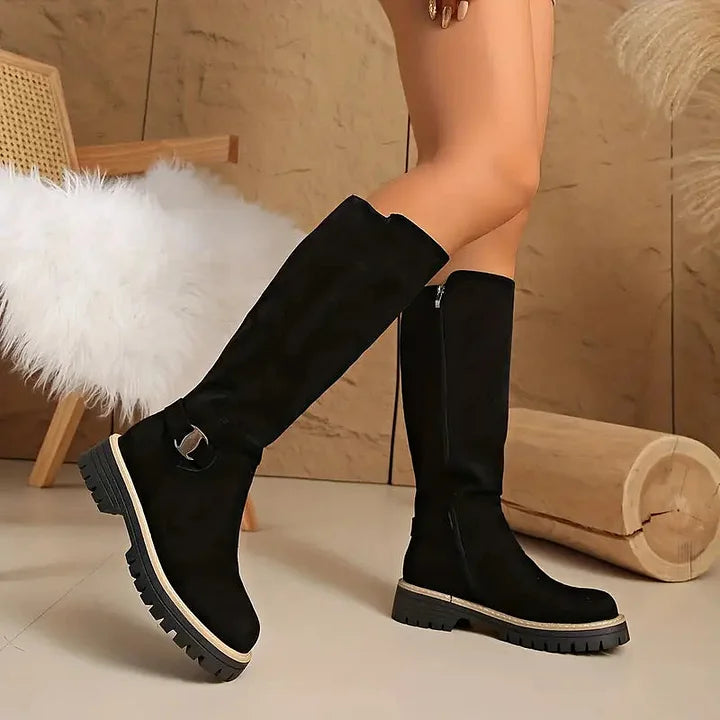 Bertine | Women's Knee High Boots with Buckle Detail
