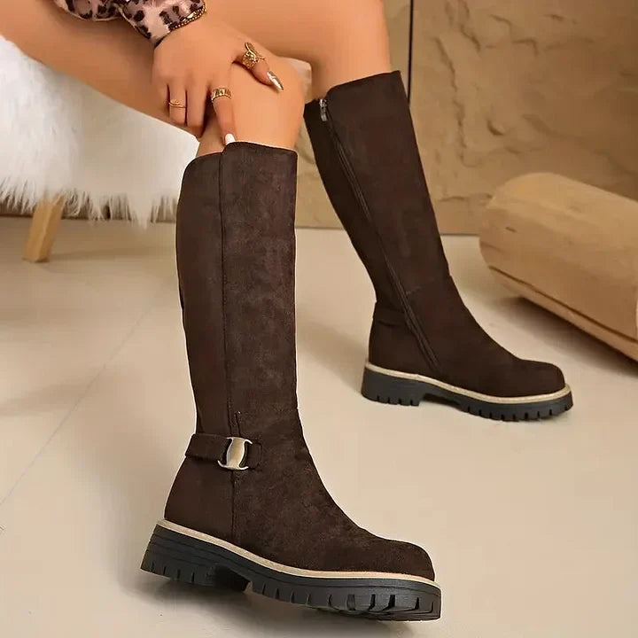 Bertine | Women's Knee High Boots with Buckle Detail