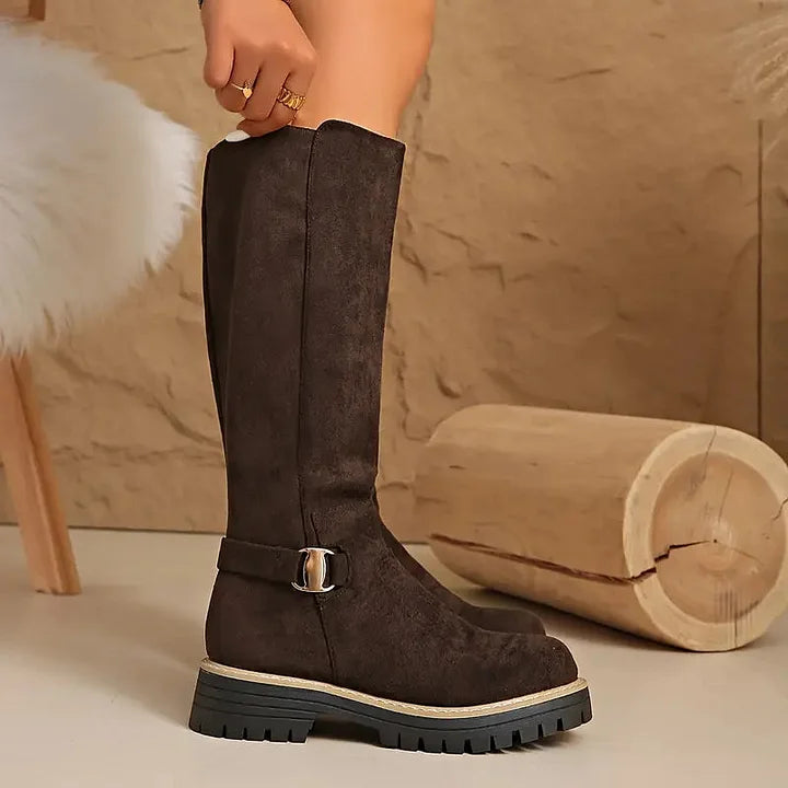 Bertine | Women's Knee High Boots with Buckle Detail