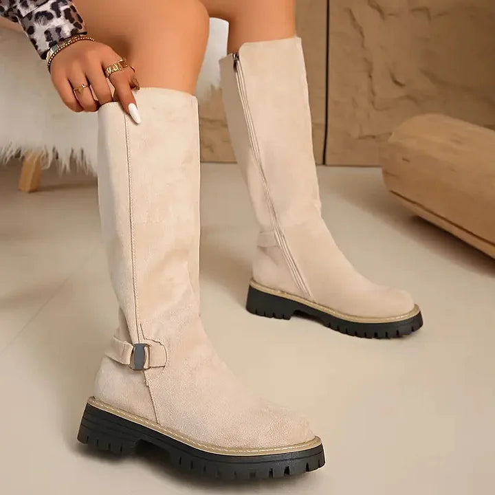 Bertine | Women's Knee High Boots with Buckle Detail
