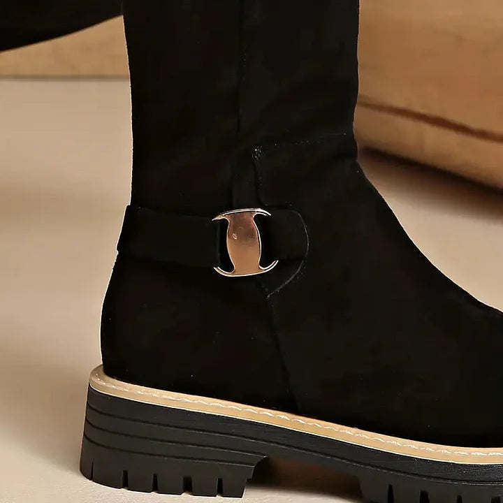 Bertine | Women's Knee High Boots with Buckle Detail