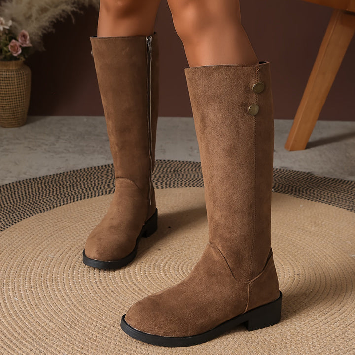 Halcyon | Women's Knee High Boots with Gold Button Detail