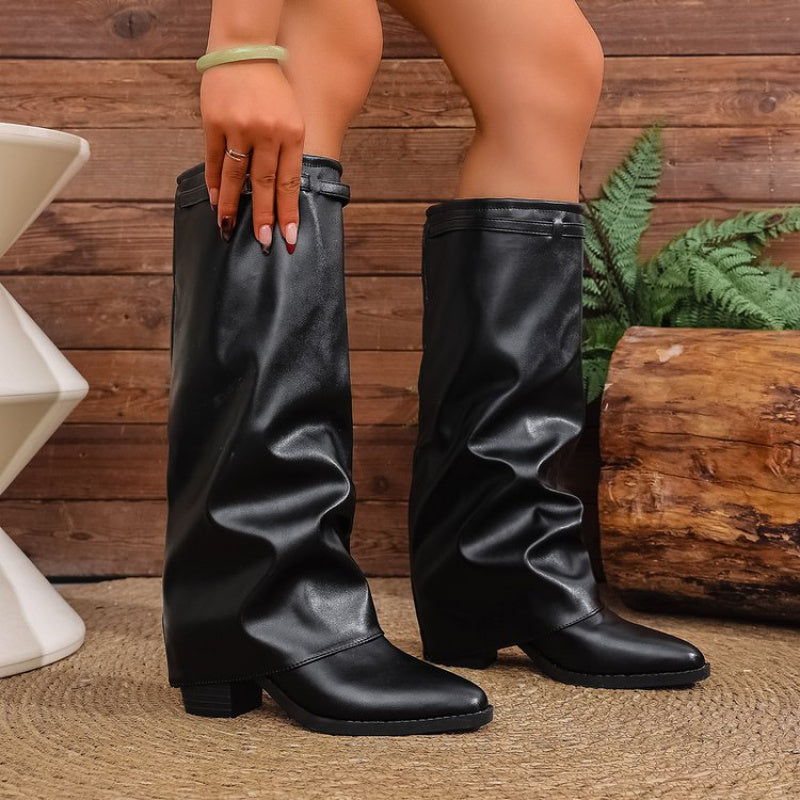 Odette | Women's Knee-High Slouch Boots Pointed Toe