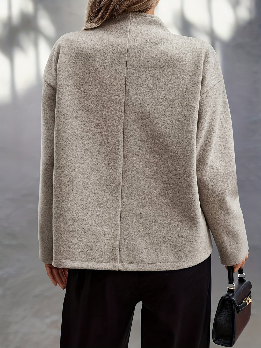 Apricot Wool Pea Coat for Women - Oversized Double Breasted Coat