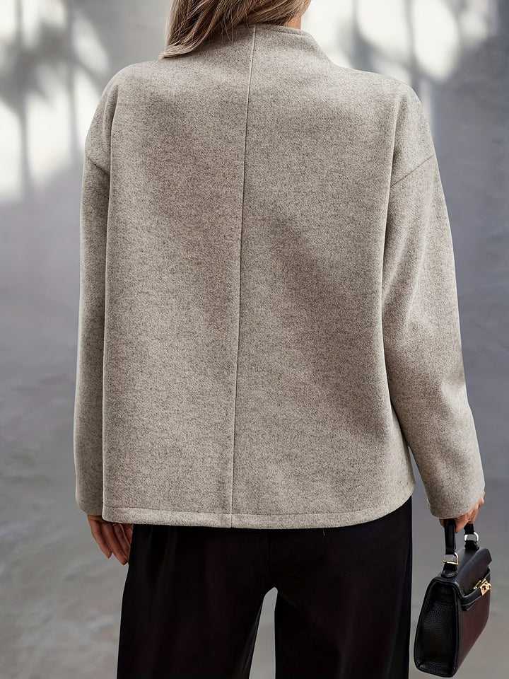 Apricot Wool Pea Coat for Women - Oversized Double Breasted Coat