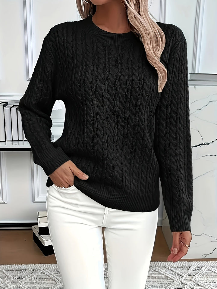 Cable Knit Sweater for Women - Black