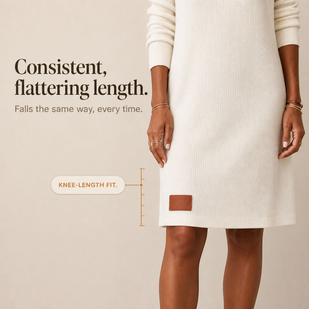 Cowl neck ribbed knit sweater dress for women