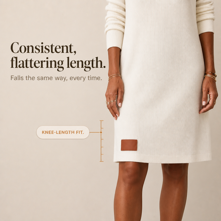 Cowl neck ribbed knit sweater dress for women