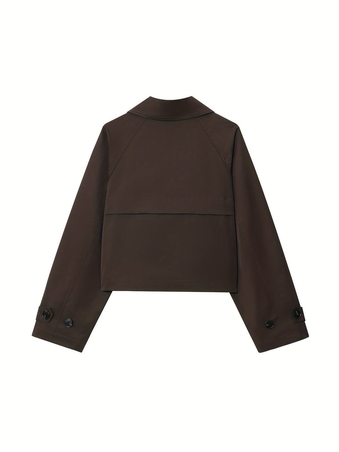 Coffee Brown Cropped Pea Coat for Women - Double Breasted Short Coat