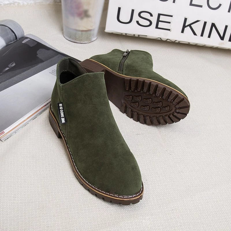 Thick Sole Ankle Boots for Women Side Zipper Platform