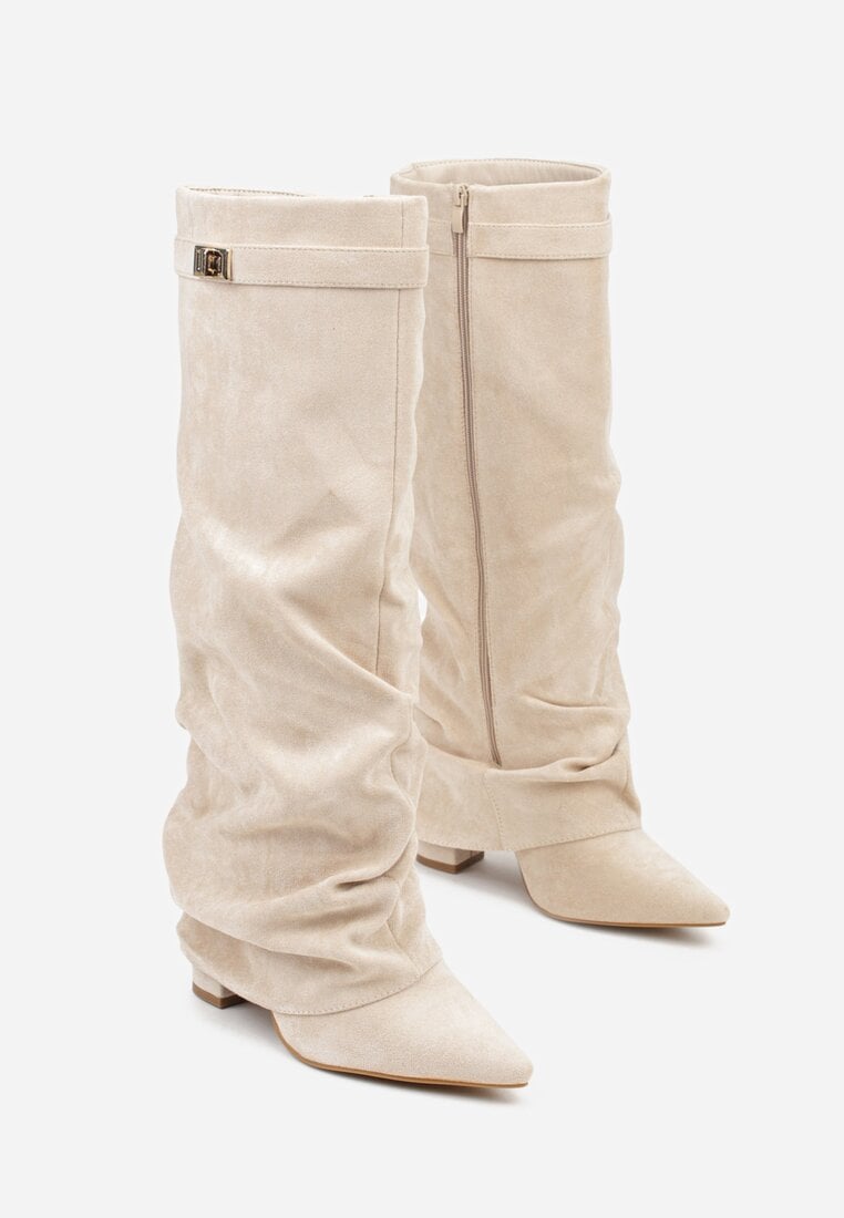 Women's low heel ruched knee-high slouch boots - view 13