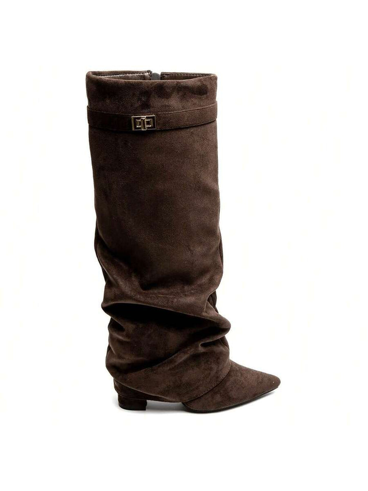 Women's pointed toe knee-high slouch boots - view 23