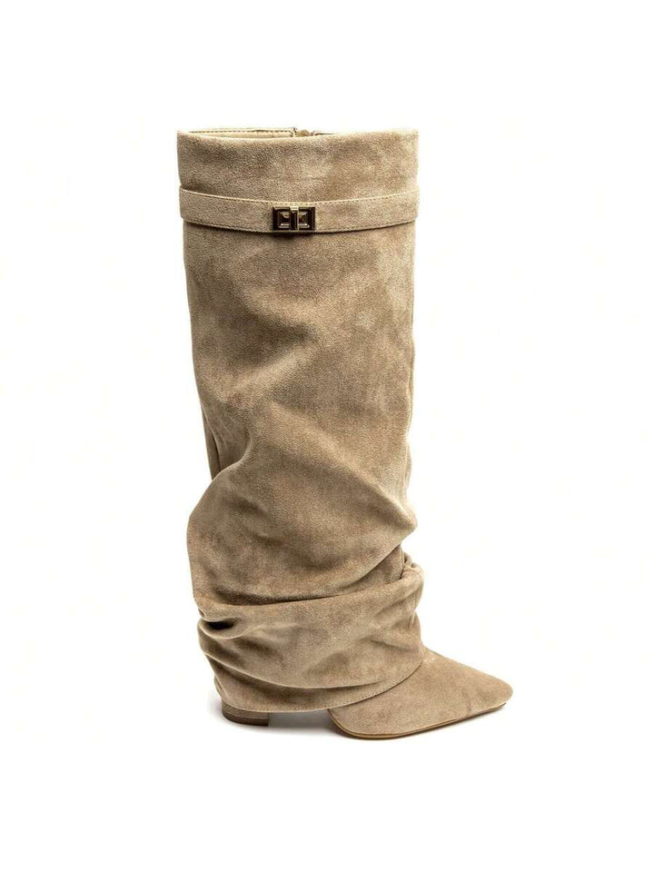 Women's pointed toe knee-high slouch boots - view 25