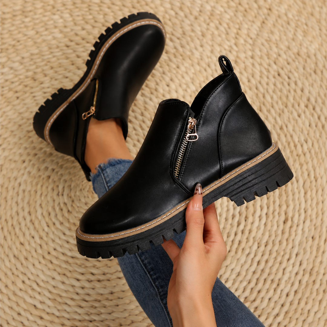 Comfort Ankle Boots for Women Side Zipper Cushioned Sole