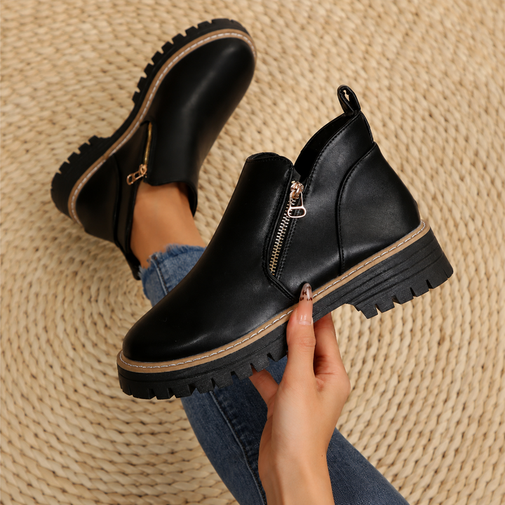 Comfort Ankle Boots for Women Side Zipper Cushioned Sole