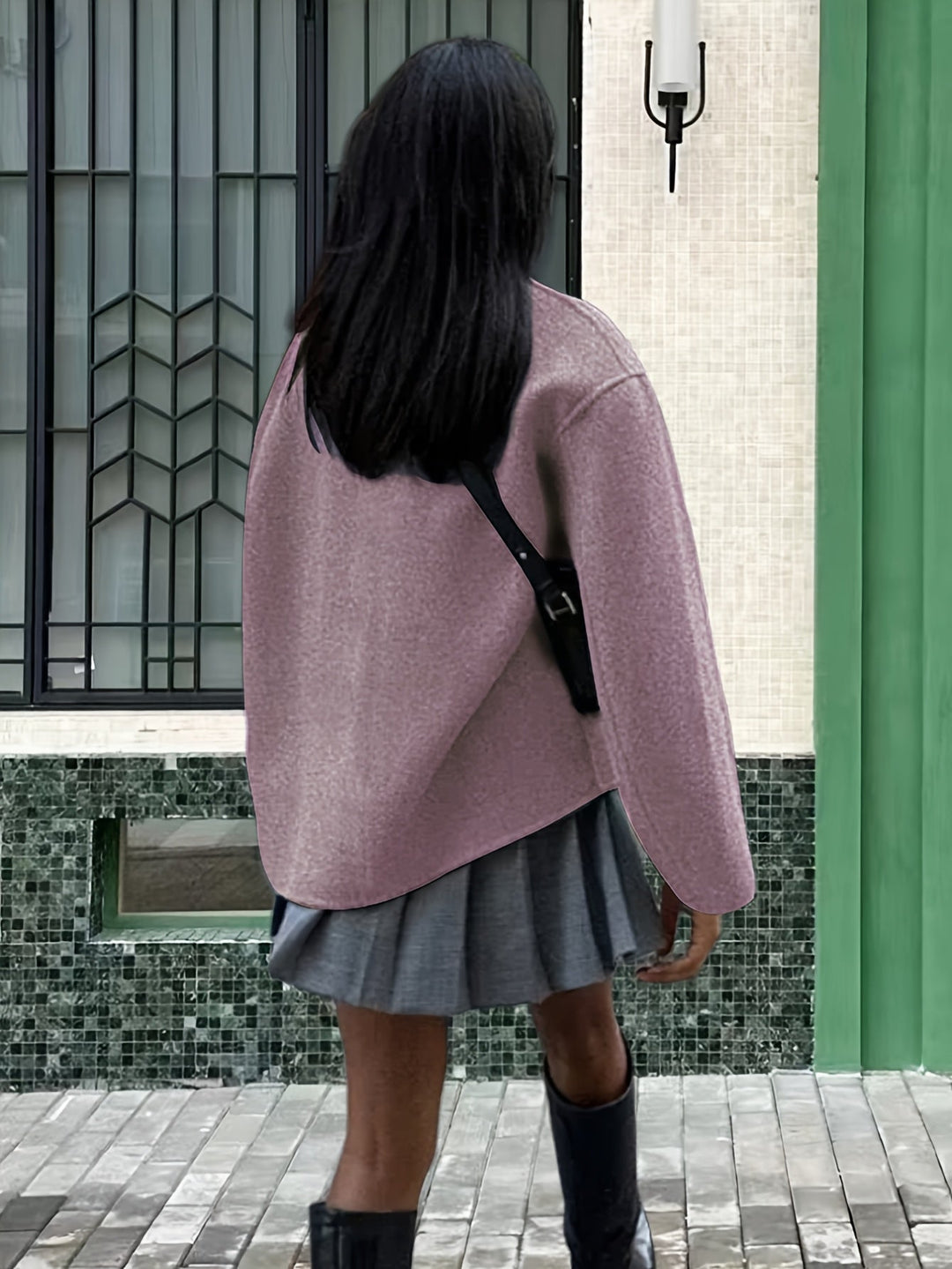 Wool Pea Coat for Women - Oversized Double Breasted Winter Coat