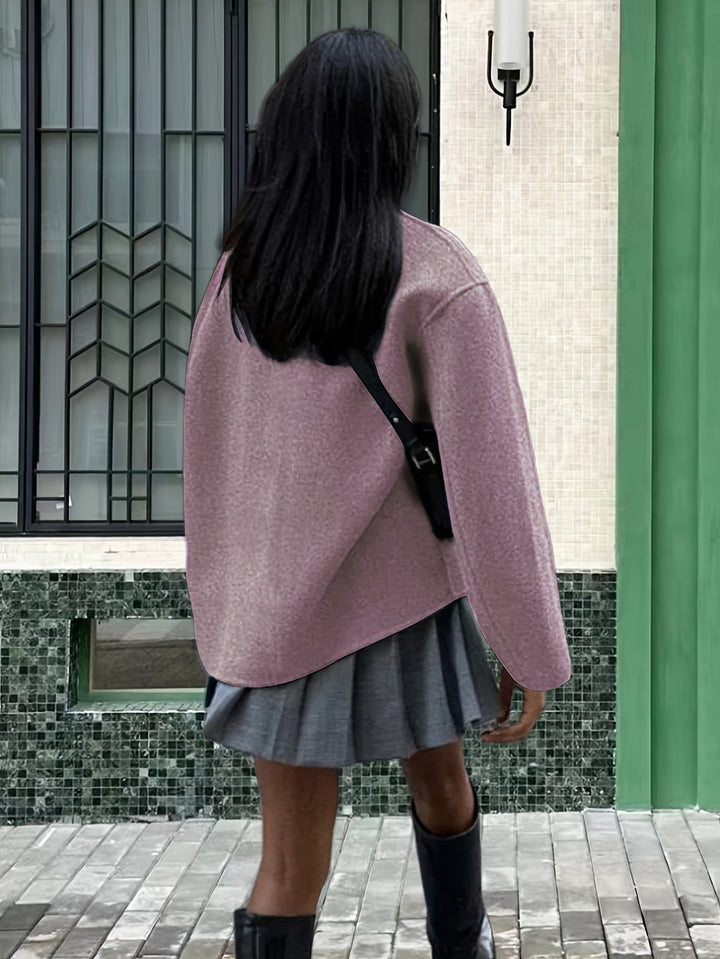 Wool Pea Coat for Women - Oversized Double Breasted Winter Coat