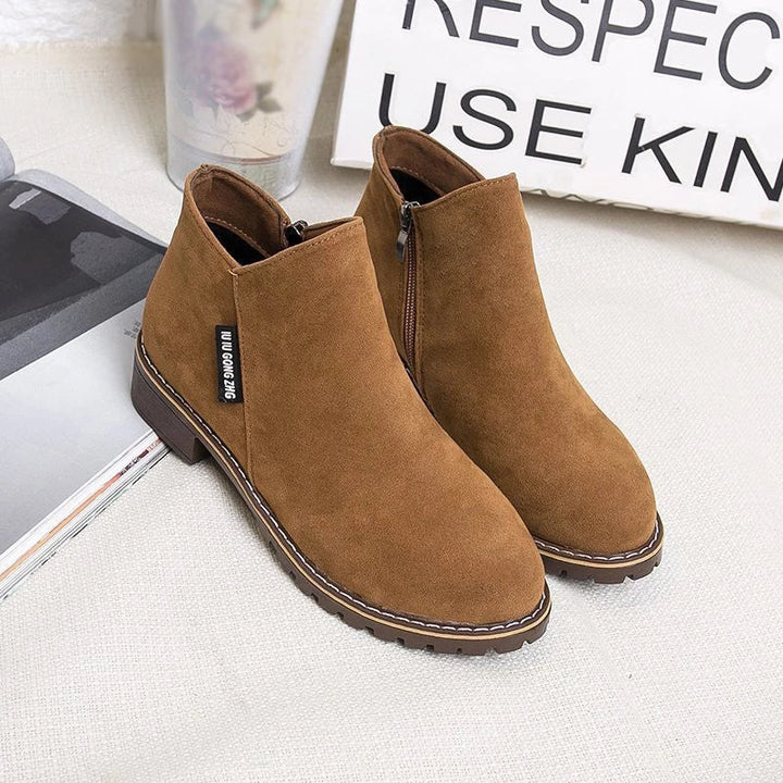 Thick Sole Ankle Boots for Women Side Zipper Platform