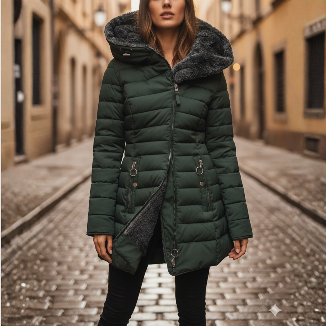Quilted Puffer Jacket for Women - Green