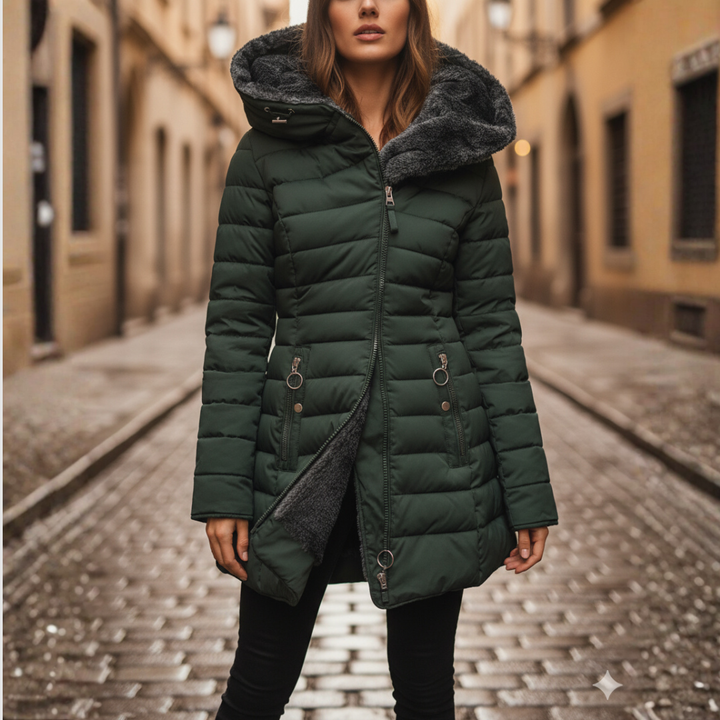 Quilted Puffer Jacket for Women - Green