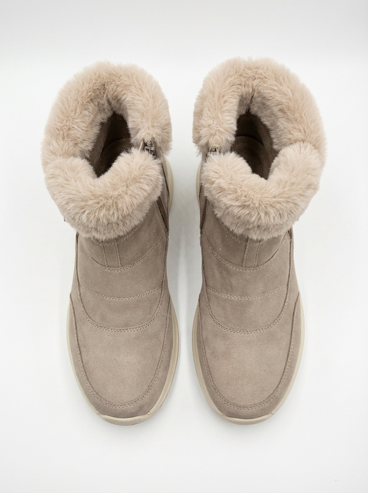 Faux Fur Lined Winter Ankle Boots for Women Side Zipper Wide Toe Box