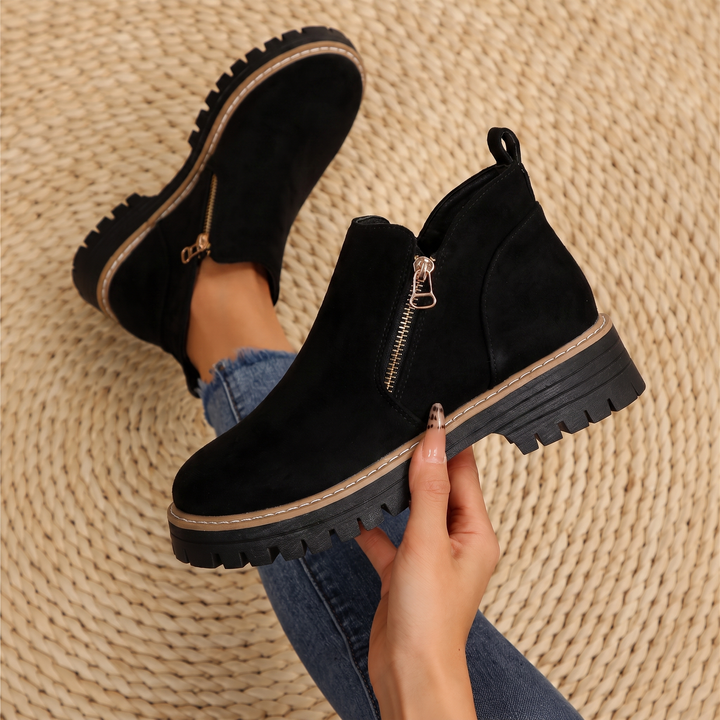 Comfort Ankle Boots for Women Side Zipper Cushioned Sole