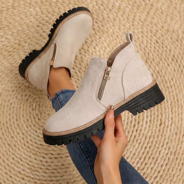 Comfort Ankle Boots for Women Side Zipper Cushioned Sole