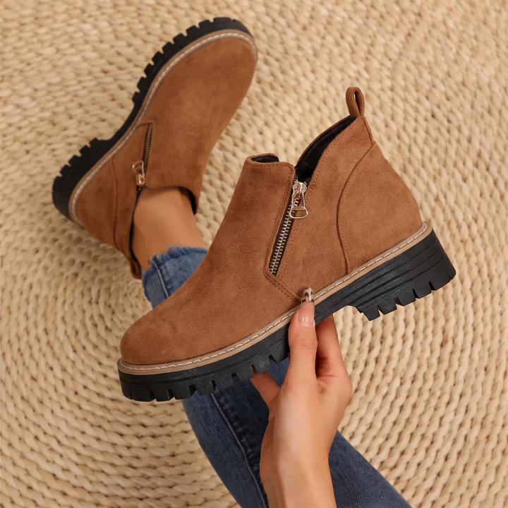 Comfort Ankle Boots for Women Side Zipper Cushioned Sole