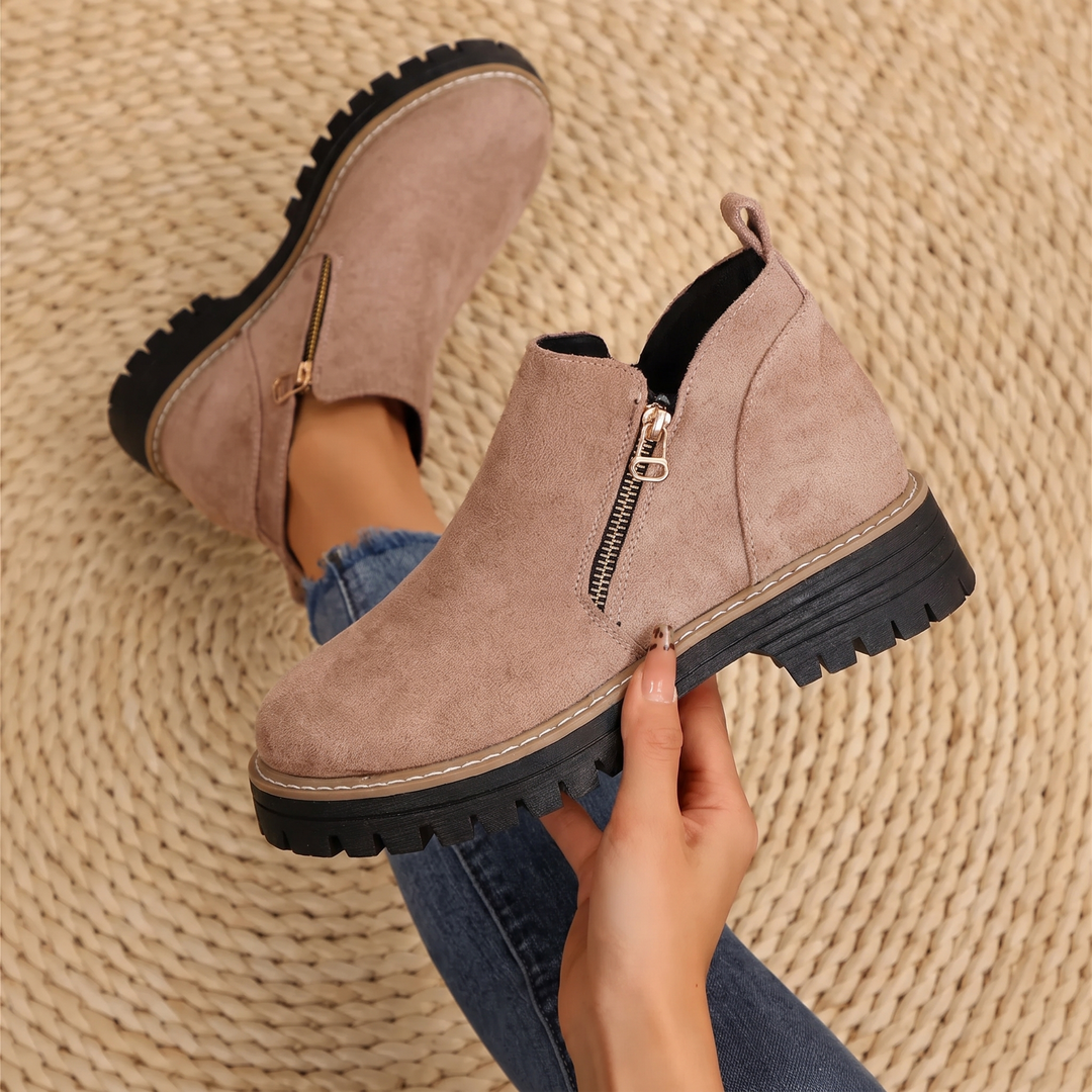 Comfort Ankle Boots for Women Side Zipper Cushioned Sole
