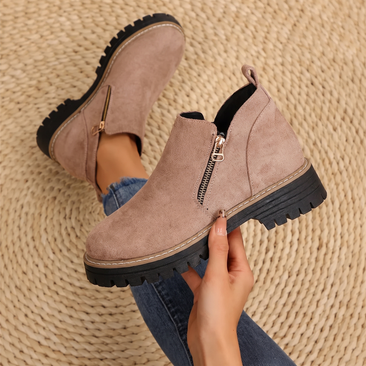 Comfort Ankle Boots for Women Side Zipper Cushioned Sole