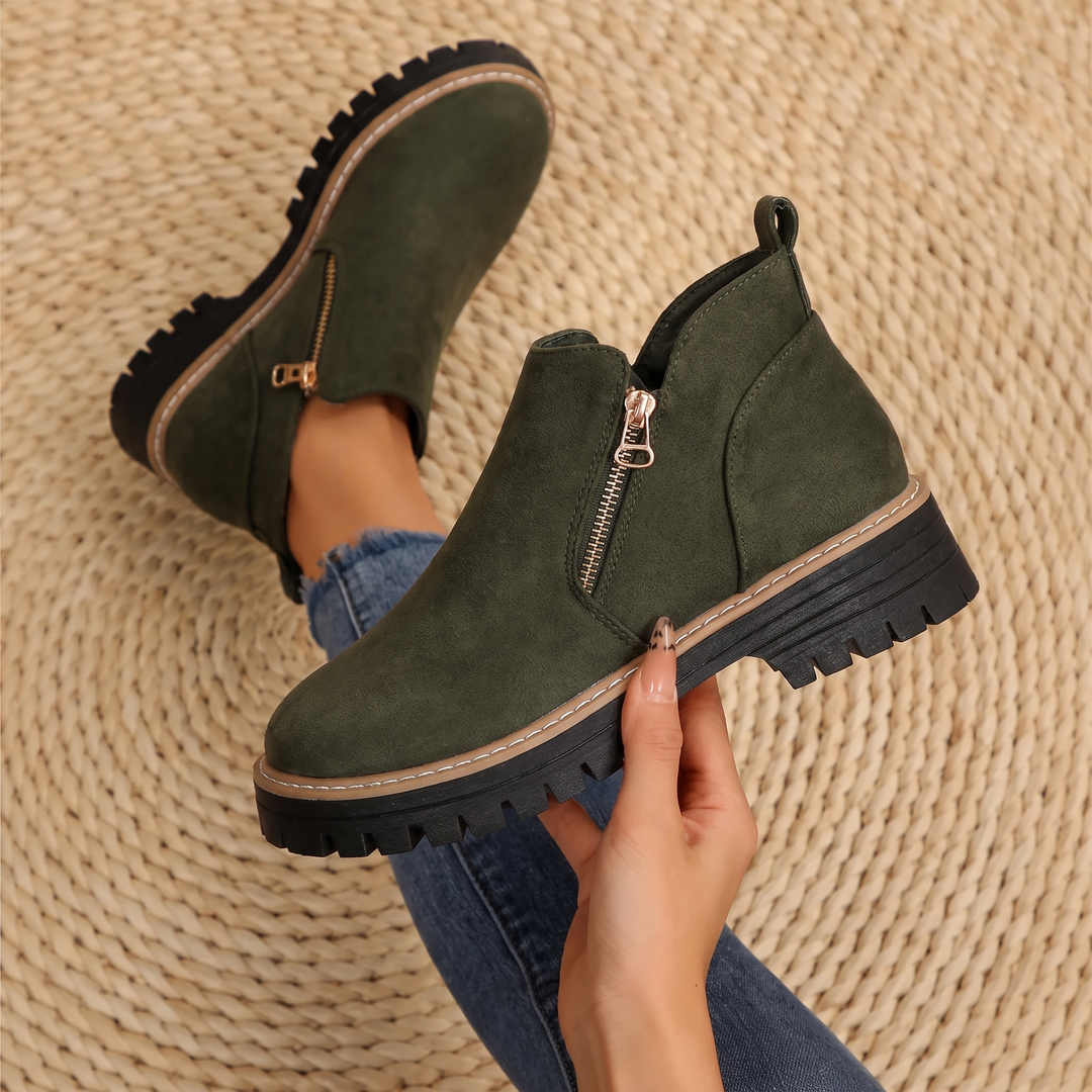 Comfort Ankle Boots for Women Side Zipper Cushioned Sole
