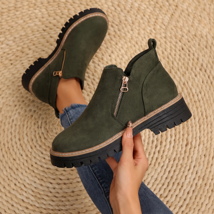 Comfort Ankle Boots for Women Side Zipper Cushioned Sole