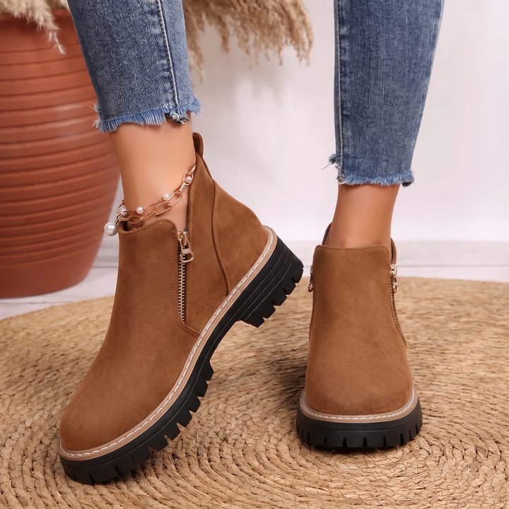 Comfort Ankle Boots for Women Side Zipper Cushioned Sole