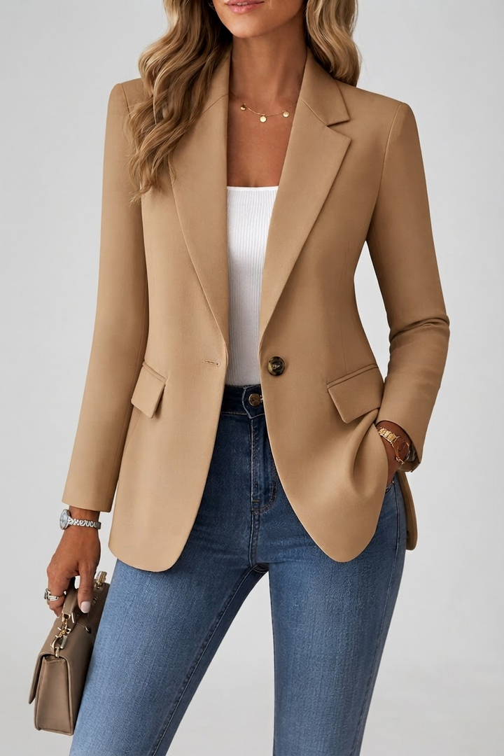 Classic Fit Structured Blazer for Women - Beige